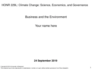 HONR 229L: Climate Change: Science, Economics, and Governance