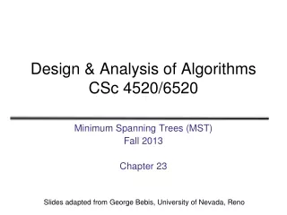 Design &amp; Analysis of Algorithms CSc 4520/6520