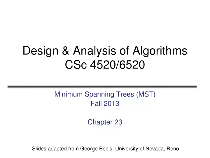 design analysis of algorithms csc 4520 6520