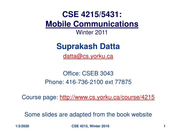 cse 4215 5431 mobile communications winter 2011