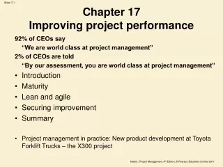 Chapter 17  Improving project performance