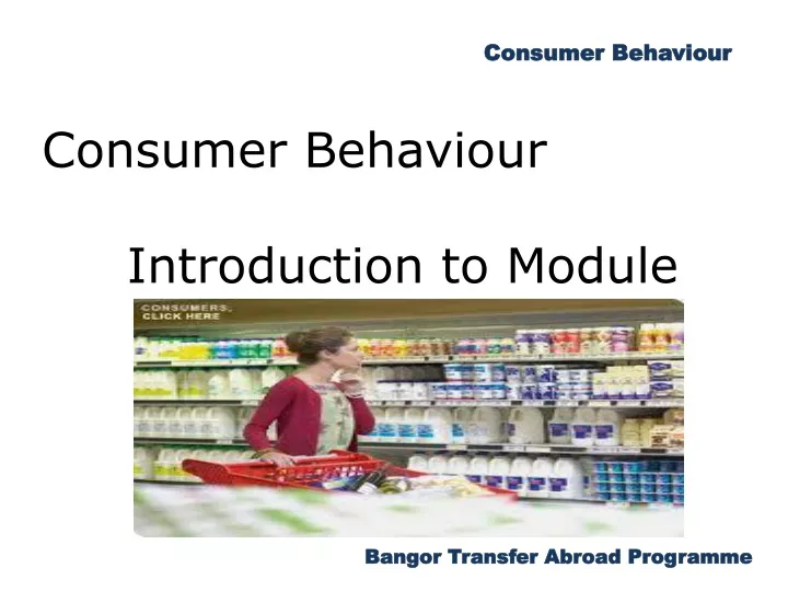 consumer behaviour introduction to module