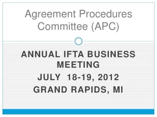Agreement Procedures Committee (APC)