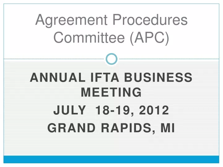agreement procedures committee apc