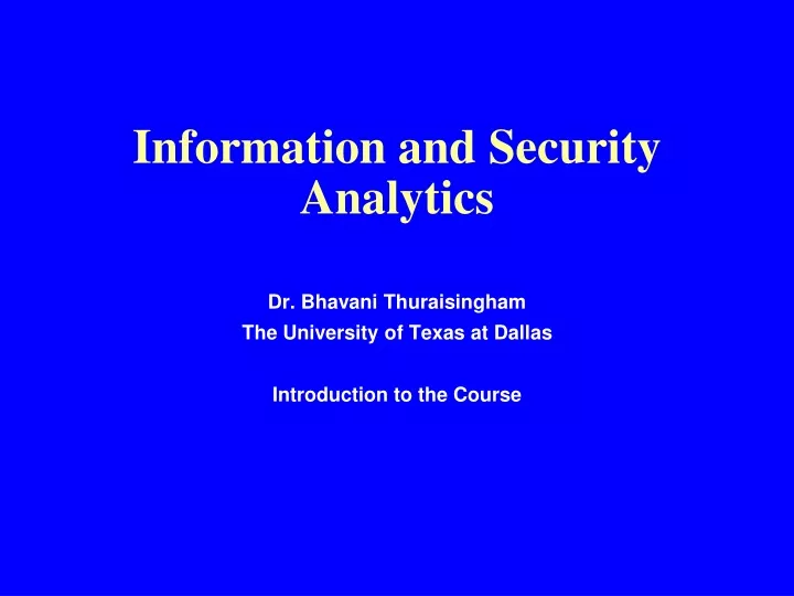 information and security analytics