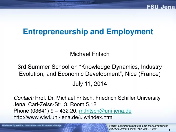 entrepreneurship and employment