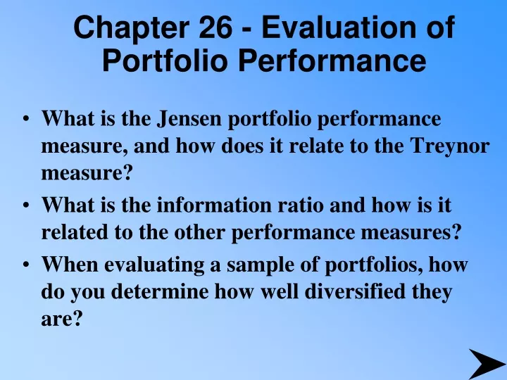 chapter 26 evaluation of portfolio performance