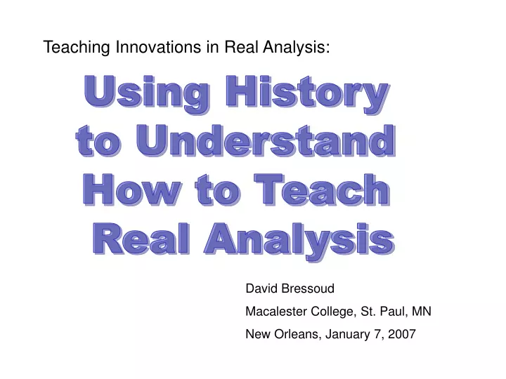 teaching innovations in real analysis