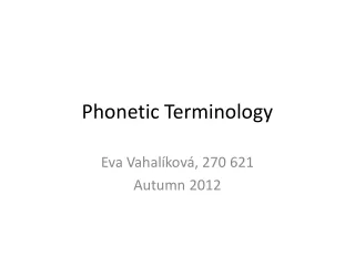 Phonetic Terminology
