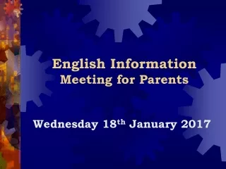 English Information  Meeting for Parents