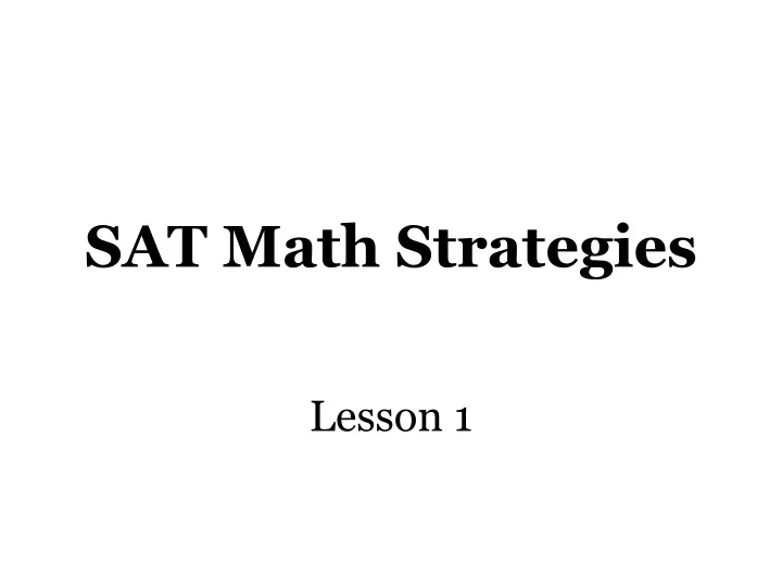 sat math strategies