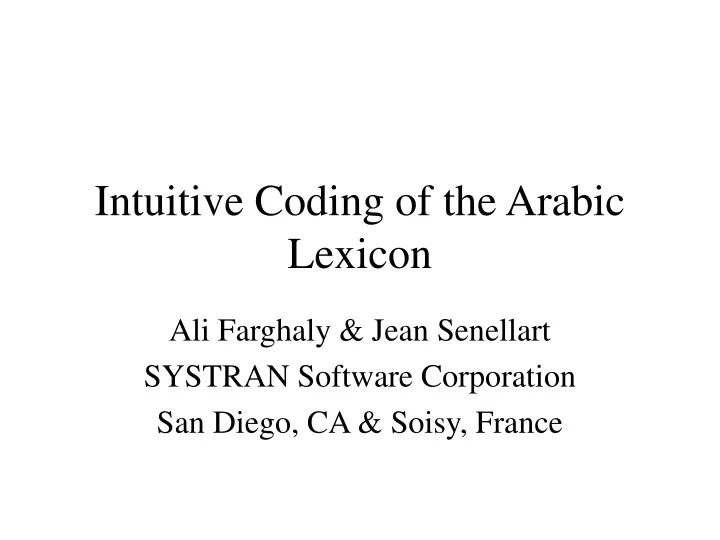 intuitive coding of the arabic lexicon