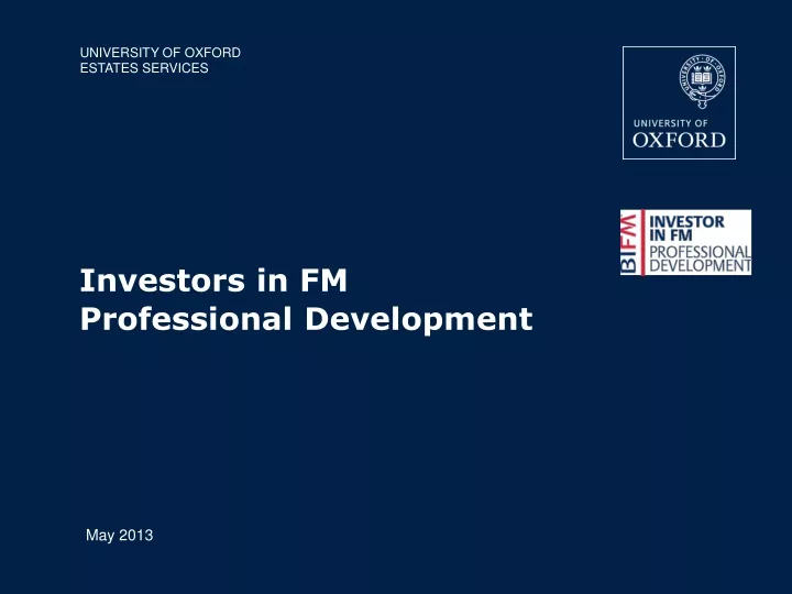 investors in fm professional development