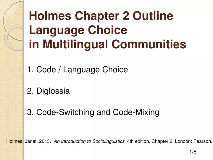 holmes chapter 2 outline language choice in multilingual communities
