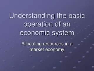 Understanding the basic operation of an economic system