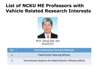 List of NCKU ME Professors with Vehicle Related Research Interests