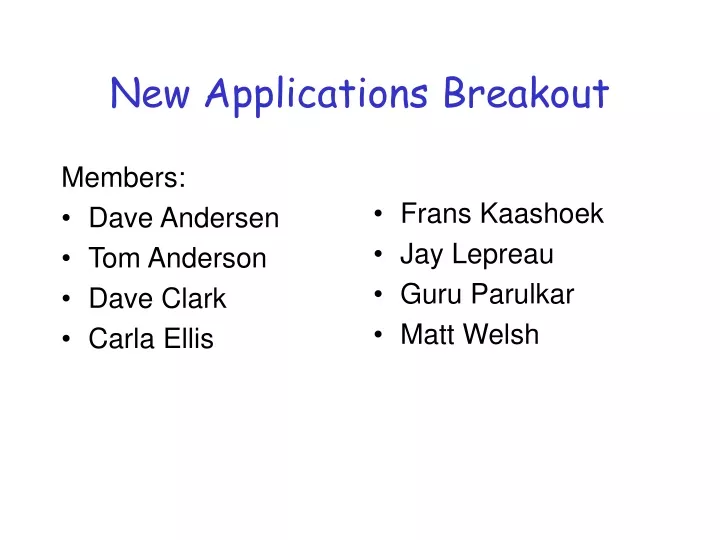 new applications breakout