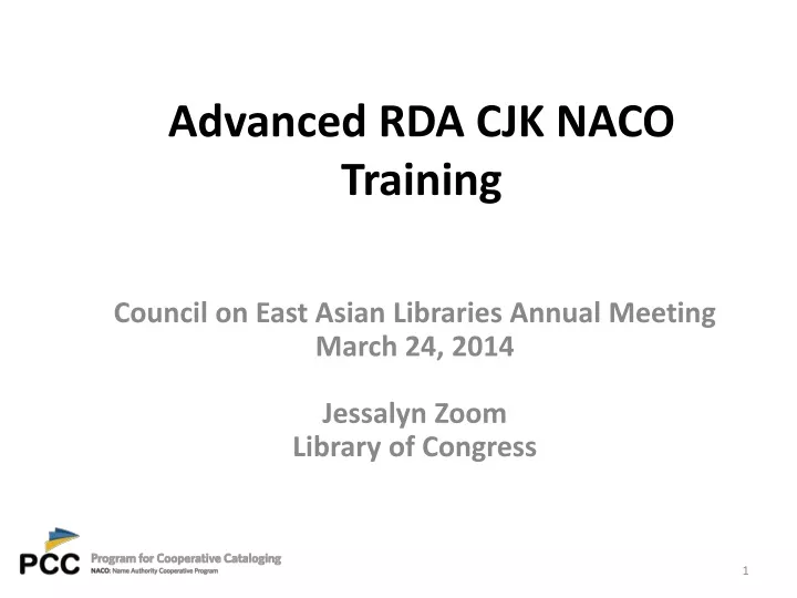 advanced rda cjk naco training