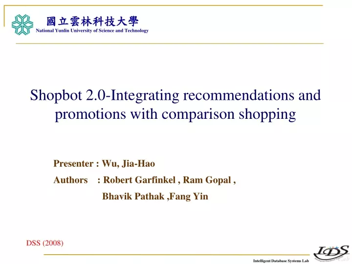 shopbot 2 0 integrating recommendations and promotions with comparison shopping