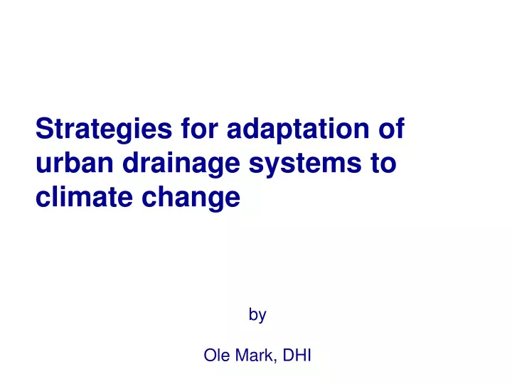 strategies for adaptation of urban drainage systems to climate change