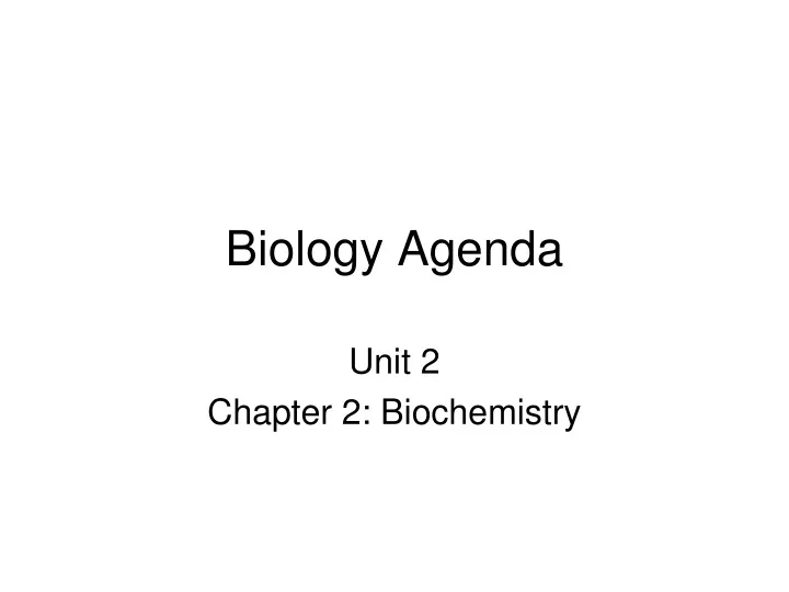 biology agenda