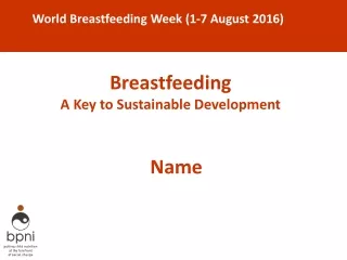 Breastfeeding A Key to Sustainable Development
