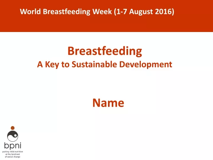 breastfeeding a key to sustainable development