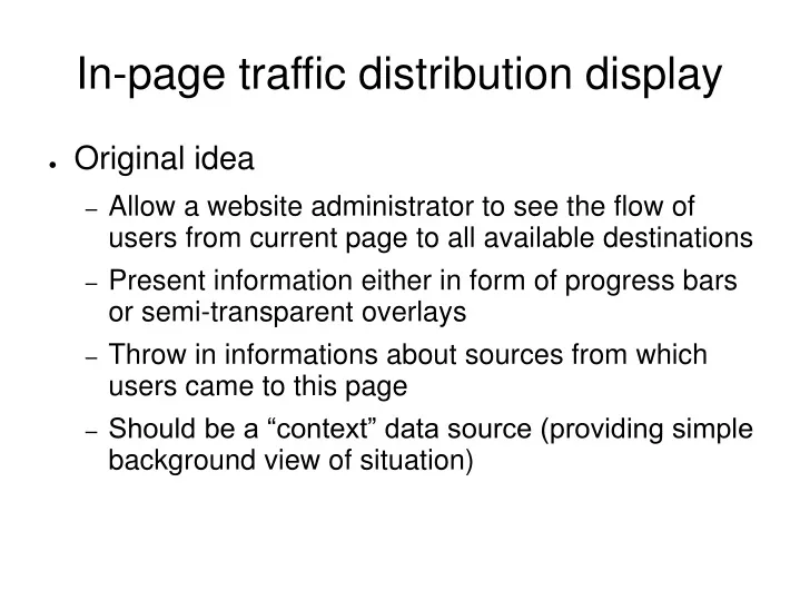 in page traffic distribution display