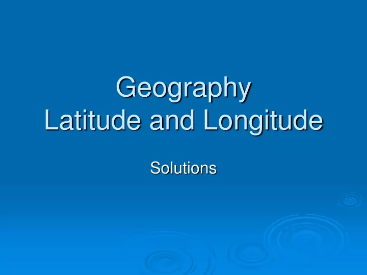 geography latitude and longitude