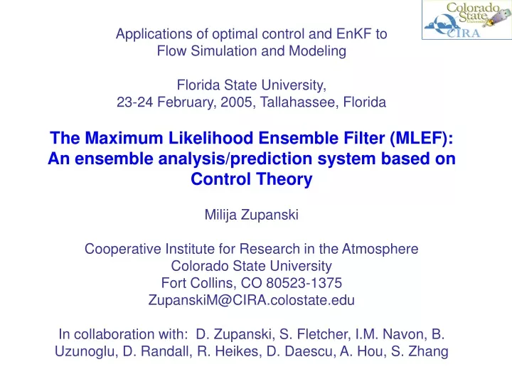 applications of optimal control and enkf to flow