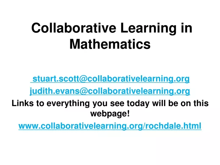 collaborative learning in mathematics stuart