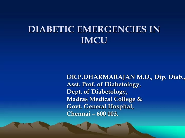 diabetic emergencies in imcu