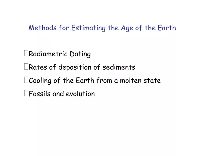 methods for estimating the age of the earth
