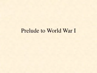Prelude to World War I