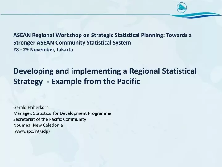 asean regional workshop on strategic statistical
