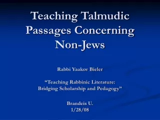 What a Talmud teacher who is a reflective practitioner must constantly ask him/herself: