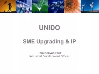 UNIDO  SME Upgrading &amp; IP Tom Kenyon PhD Industrial Development Officer
