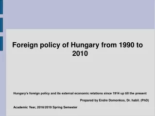 Foreign policy of Hungary from 1990 to 2010