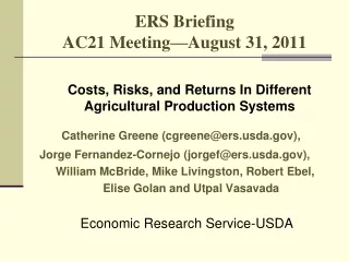 ERS Briefing AC21 Meeting—August 31, 2011