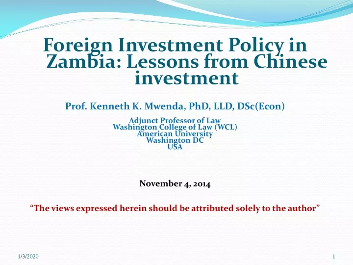 foreign investment policy in zambia lessons from