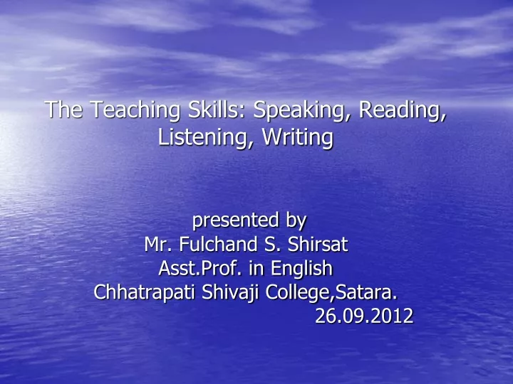 the teaching skills speaking reading listening