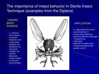 The importance of insect behavior in Sterile Insect Technique (examples from the Diptera)