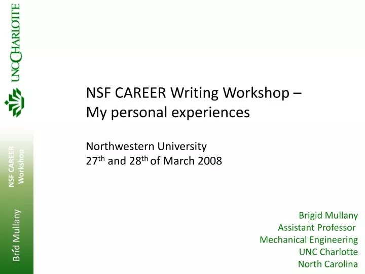 nsf career writing workshop my personal