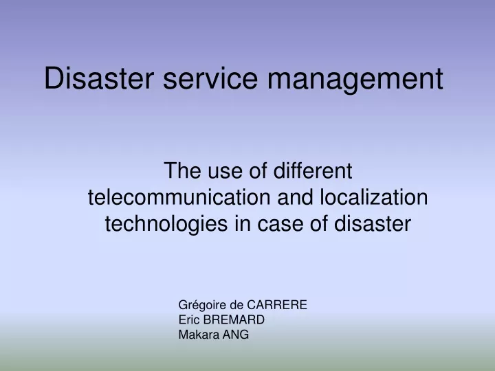 disaster service management