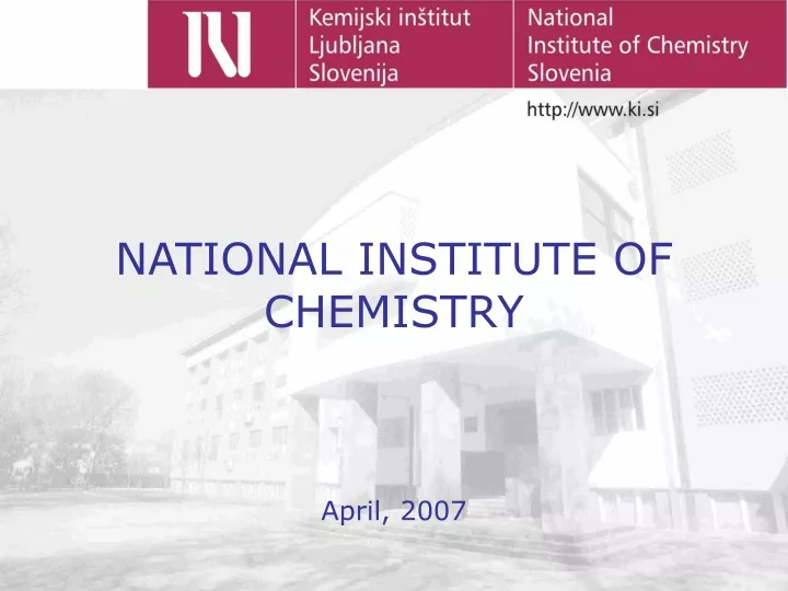 national institute of chemistry april 2007