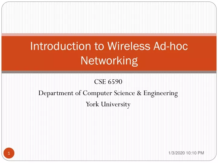 introduction to wireless ad hoc networking
