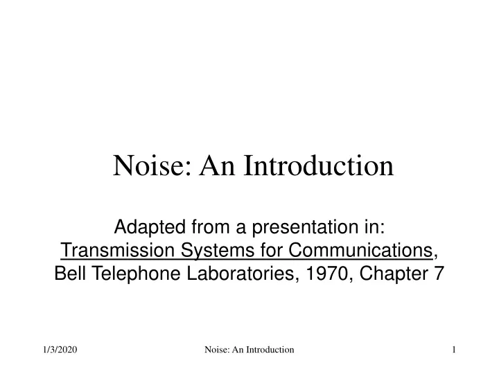 noise an introduction
