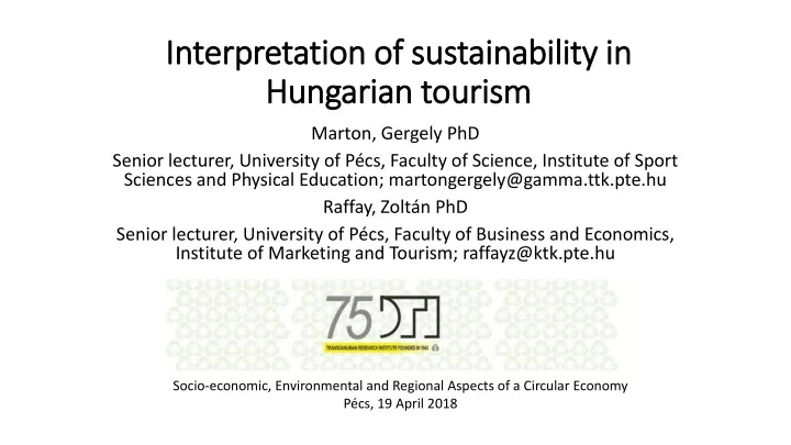interpretation of sustainability in hungarian tourism