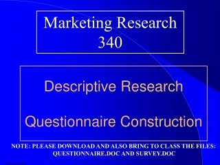 Descriptive Research Questionnaire Construction