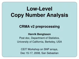 Low-Level Copy Number Analysis CRMA v2 preprocessing